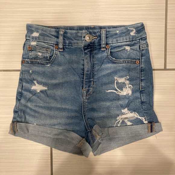 American Eagle curve high-rise Jean shorts, size 0 - Picture 1 of 4